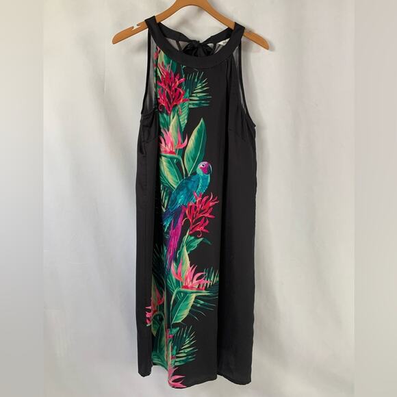 Tommy Bahama Tropical Print Black‎ Mini Dress Paradiso Parrots Women’s Size S - Picture 4 of 16